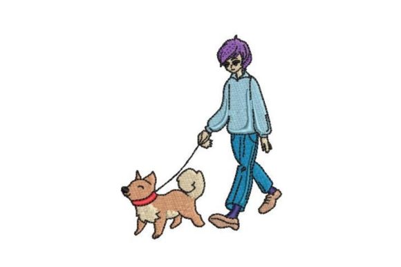 Anime Boy Walking a Dog Embroidery Review