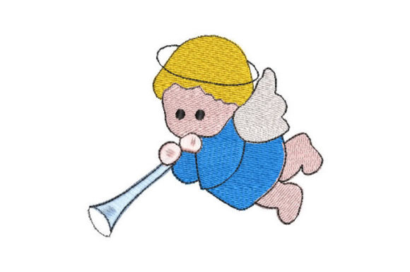 Charming Baby Angel with Trumpet Embroidery