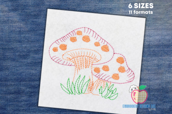Mushroom Growing in Grass Embroidery Review