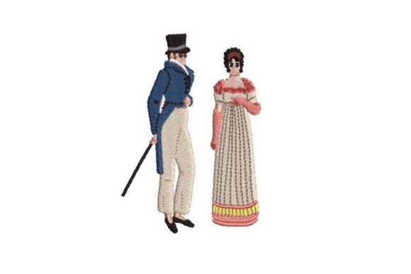 Regency Era Couple: A Timeless Embroidery Design