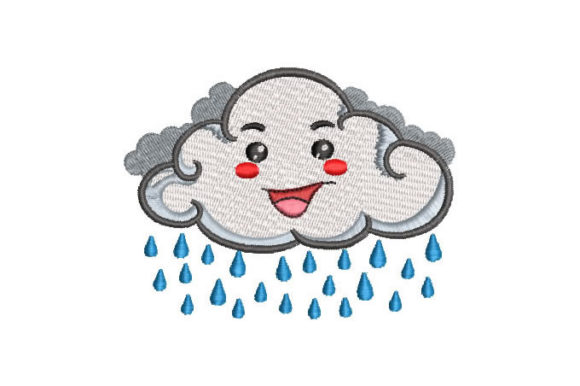 Smiling Cloud with Raindrops for Adorable Apparel